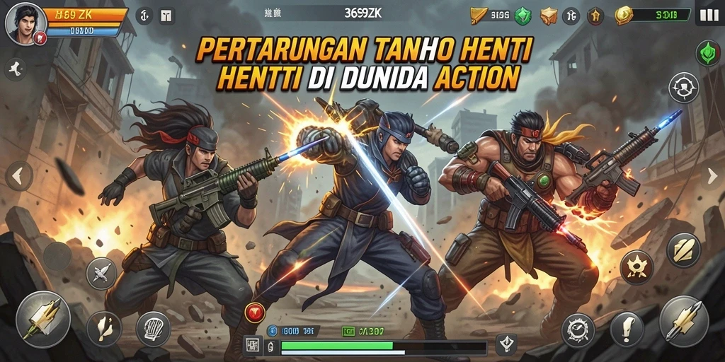 Gameplay intens dalam 369ZK yang menampilkan pertempuran yang mendebarkan.