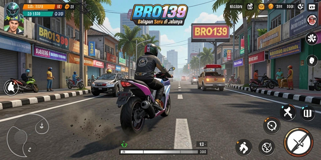 Gameplay menarik dari BRO138 dengan aksi balapan seru.