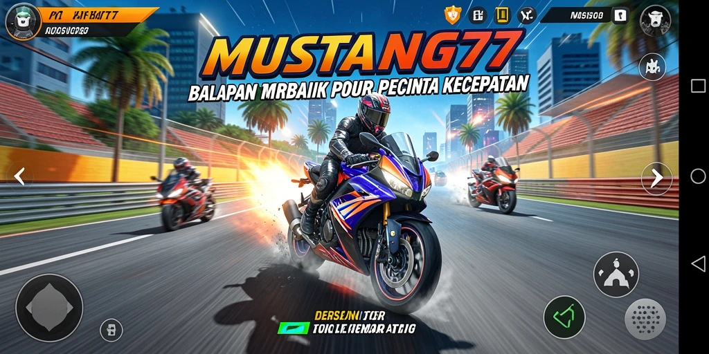 Gameplay seru di MUSTANG77 dengan balapan motor yang menantang.