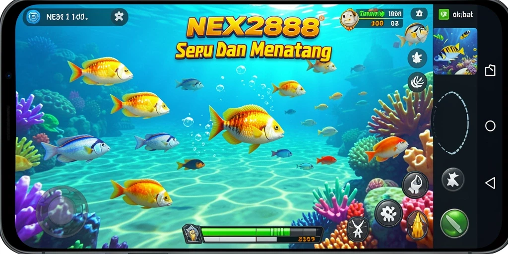 Tampilan gameplay seru dalam NEX288 saat menembak ikan.