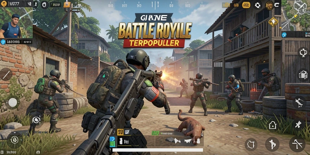 Tangkapan layar gameplay VIO77 menunjukkan aksi Battle Royale yang mendebarkan.