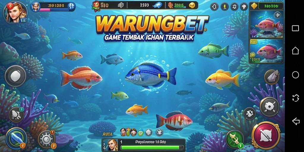 Tampilan gameplay menarik dari WARUNGBET dengan aksi menembak ikan.